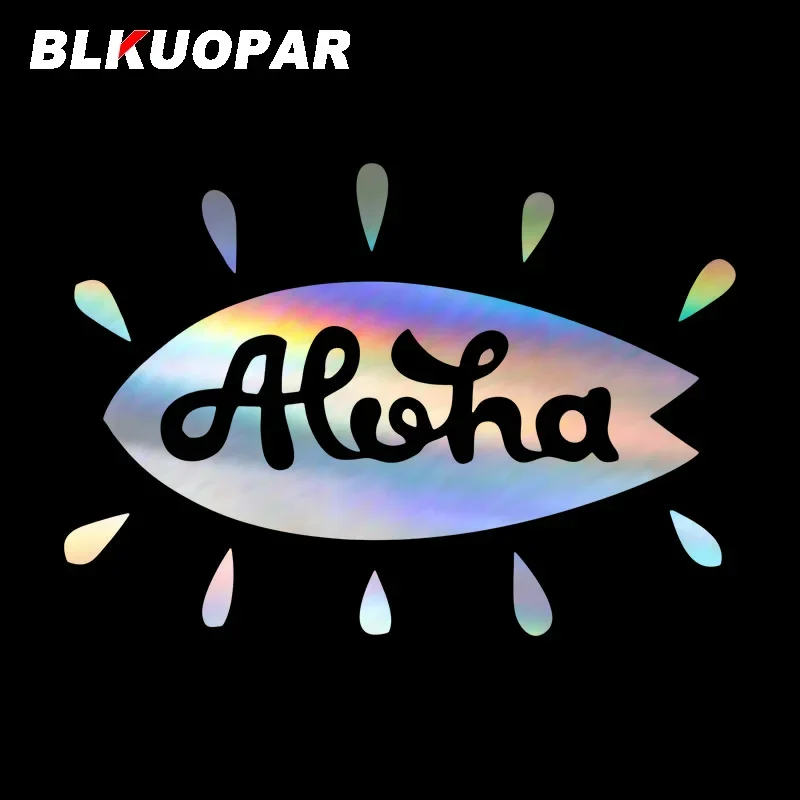 BLKUOPAR Aloha Good Morning Car Stickers Laser Graphics Personality Waterproof Decals Windshield Fuel Tank Cap Laptop Decoration