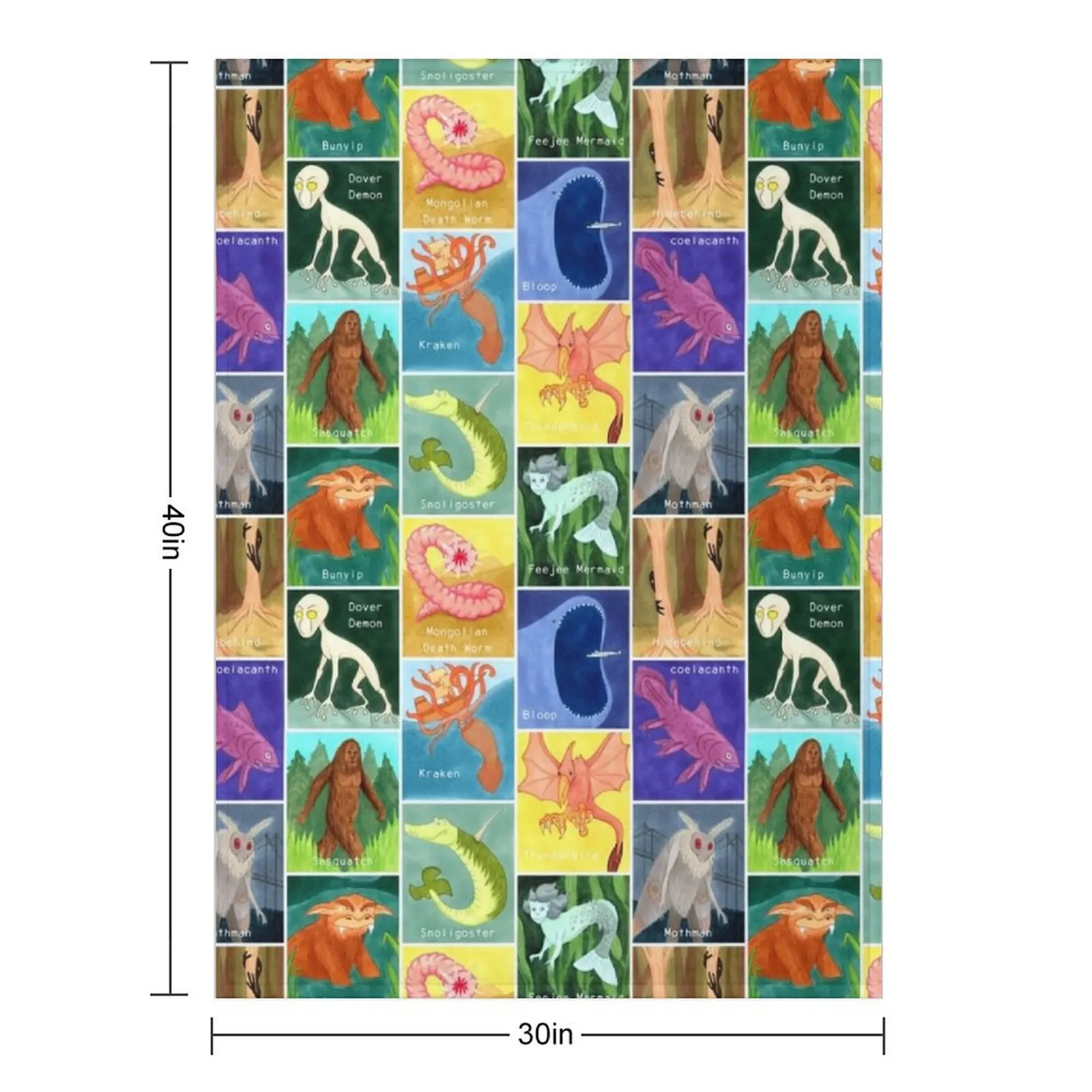 Creepy Cute Cryptids Throw Blanket Winter beds Cute Custom Decorative Sofas Fashion Sofas For Decorative Sofa Blankets