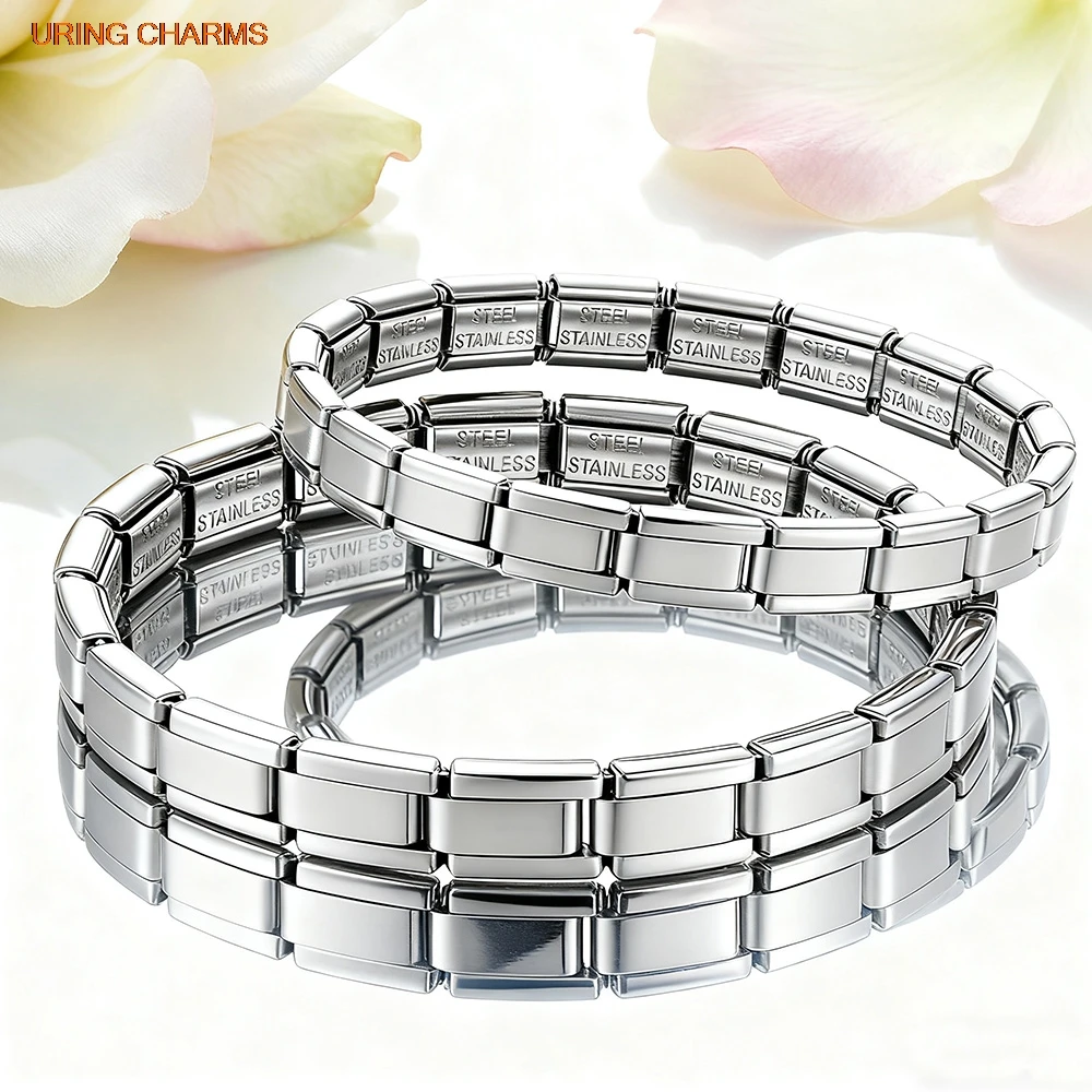 URING Basics Elastische Charm-Kette, italienisches Edelstahl-Glieder, passend für 7 mm silberfarbene Armbänder, DIY-Schmuckzubehör – Detail 1
