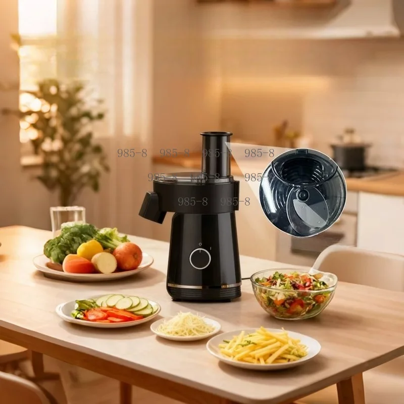 Household Kitchen Electric Vegetable Cutter, 200W European Standard, Six-in-one Shredding Slicing Multifunctional Food Cutter