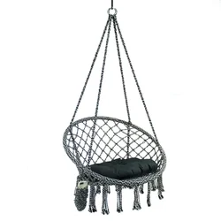 Rede de Macramé Exterior Deluxe, Cadeira Suspensa, Algodão, Colorido, Equipado, Colorido, Capacidade 250l, Tamanho 31,5 