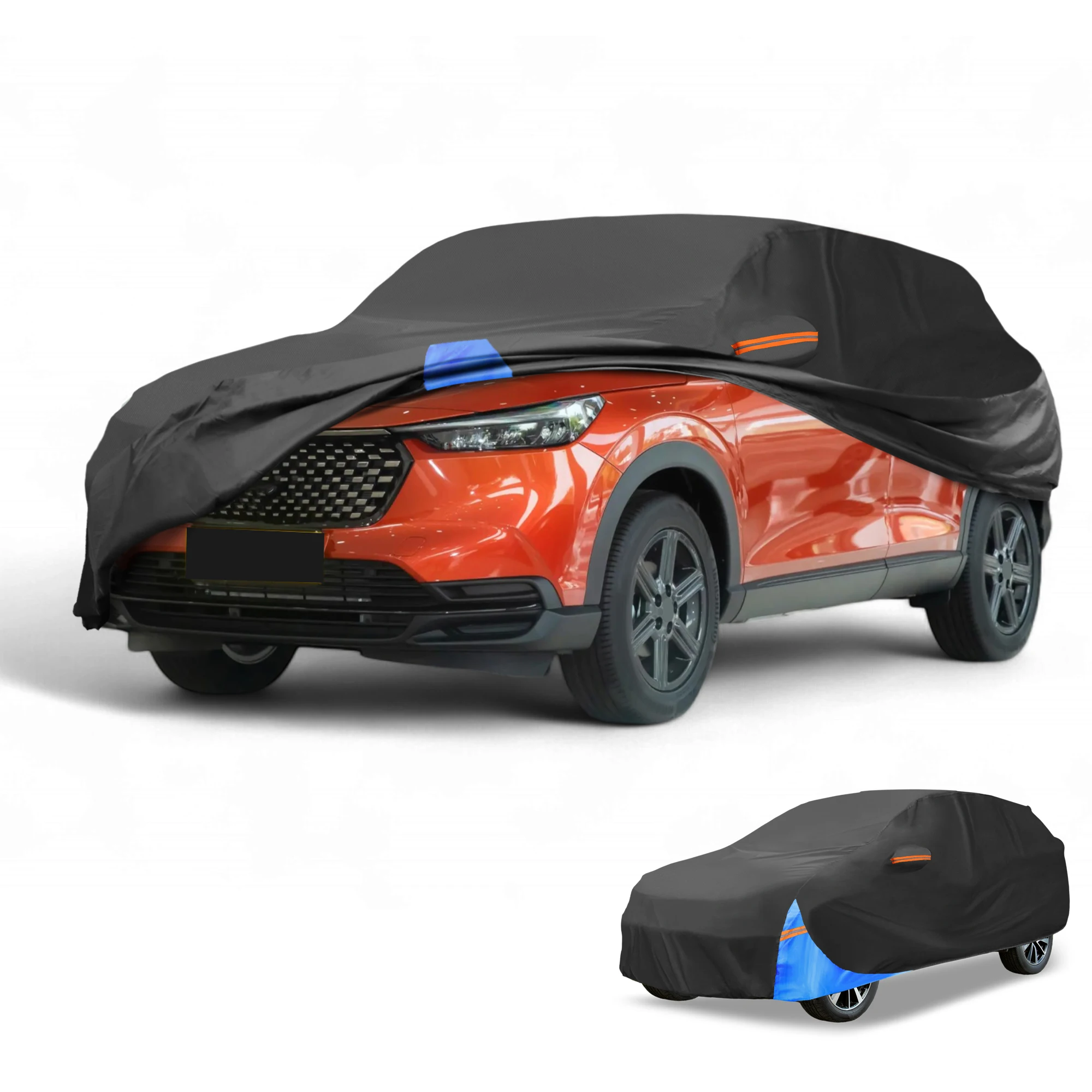 

UXCELL Waterproof All-Weather Universal Car Cover with Right Side Zipper 190T Polyeste Black Blue Fits for SUV 460x185x140cm