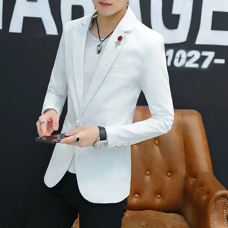 بدلة رجالية حمراء بقصة ضيقة كورية Sle للشباب غير رسمية Jaet عصرية واحدة West irt Haome معطف غربي صغير للخريف Faion #5