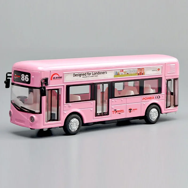 Simulation 1:24 Double-decker Sightseeing Bus Alloy Car Model Sound Light Diecast Toy Vehicle Children Boy Car Toy Birthday Gift