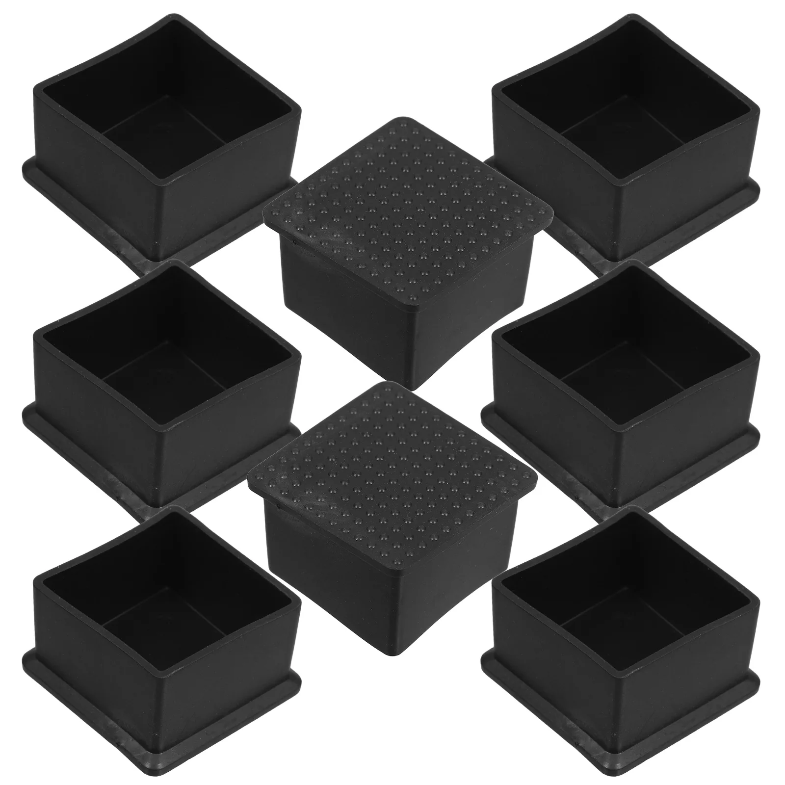

8pcs Rubber Chair Leg Caps Square Furniture Feet Pads Noise Reduction Floor Protectors For Chairs Tables Sofas Beds Patio Stools