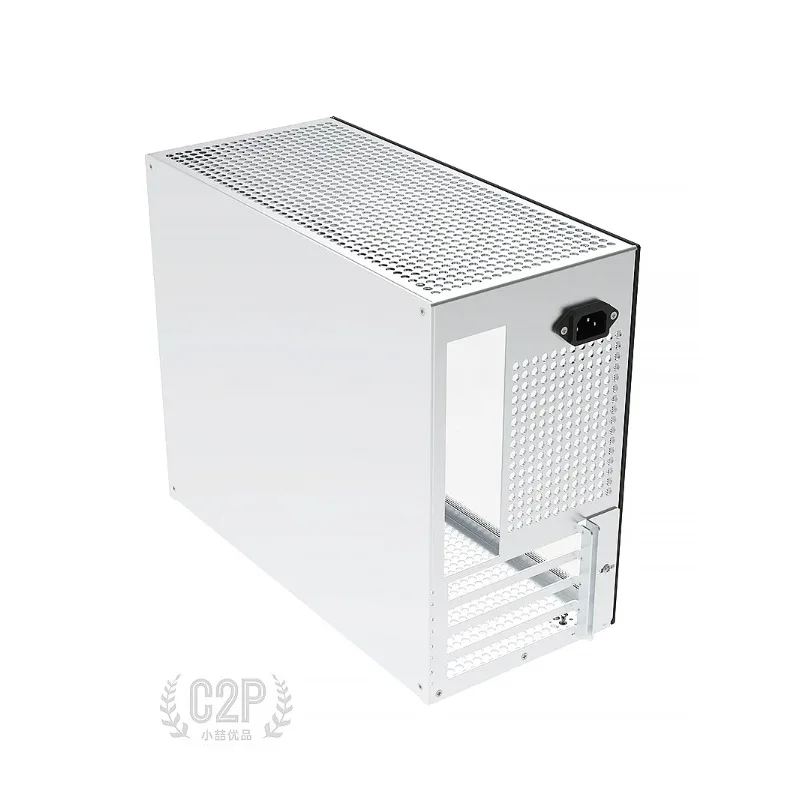 C2P MATX ITX Mini Computer Case, All Aluminum Glass Side Transparent ATX Power Supply K88