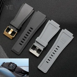 For Bell Ross BR01 BR03 Series Waterproof Breathable Skin Friendly Silicone Watchbands with Good Texture 24mm