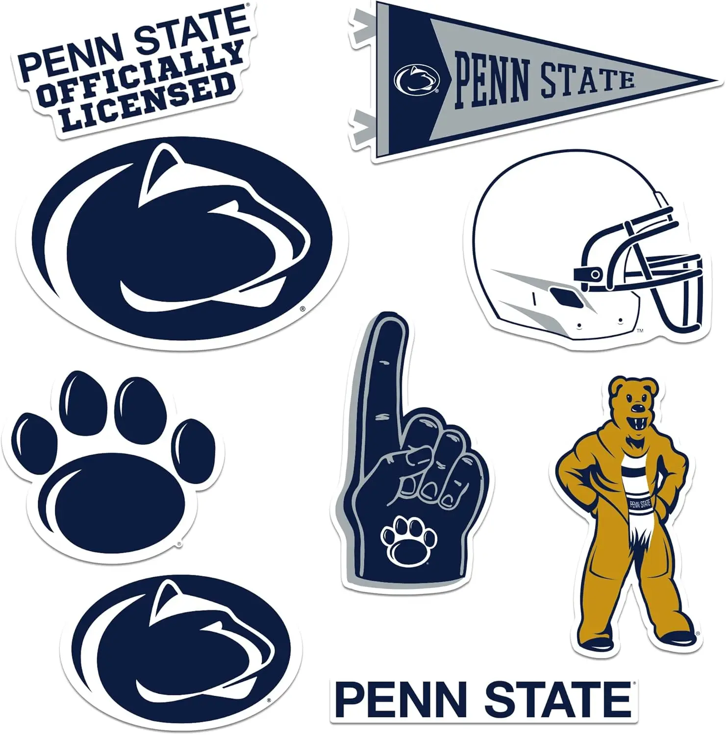 

10 Large Waterproof Vinyl Decals – Nittany Lions, Paw Print, Helmet & Mascot for Laptops, Bottles, Cars