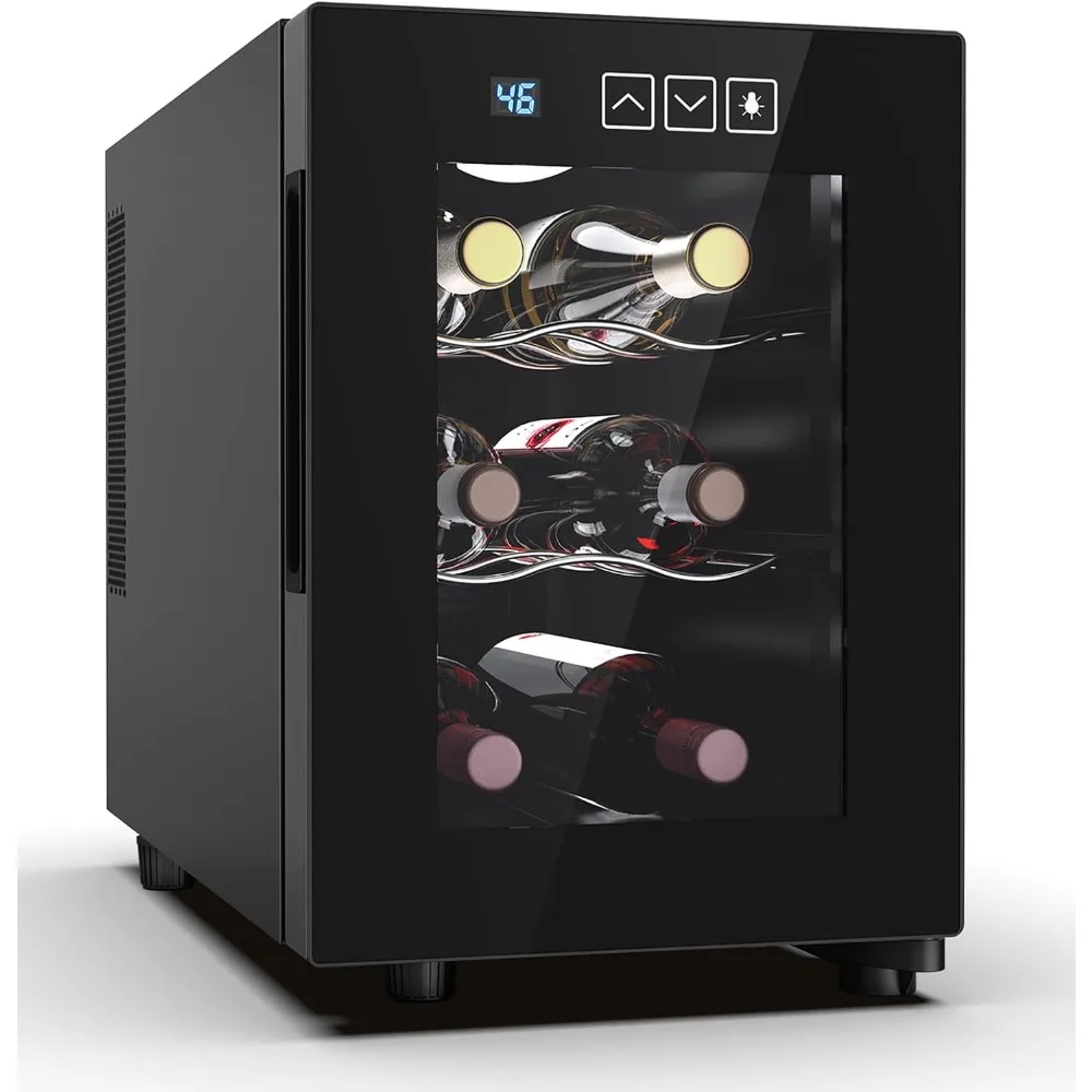 Wine Fridge with Glass Door, Digital Temperature Control 46-66℉, Freestanding Wine Cooler