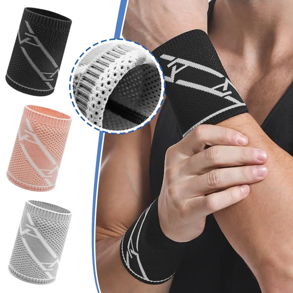 1PCS Wrist Band Support Elastic Breathable Knitted Fabric Compression Brace for Tennis Gym Sport Tendonitis F8N9