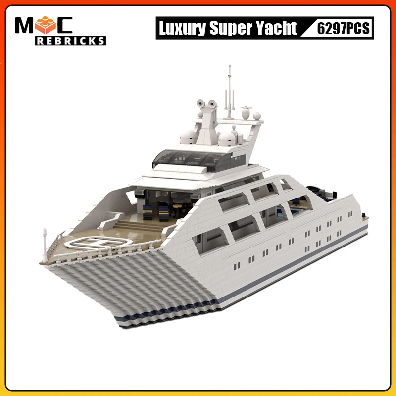 Collector Expert Series Super Luxury Yacht MOC Building Blocks Barca Modello di assemblaggio fai-da-te Tecnologia Mattoni Giocattoli per bambini Regali