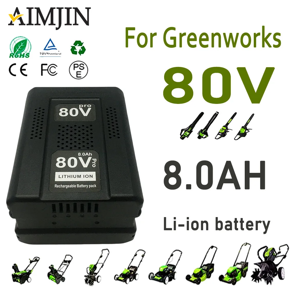 

8000mAh Applicab Greenworks PRO 80V Replacement Battery, Li-ion Battery GBA80150 GBA80150 GBA80200 GBA80250 GBA80300 GBA80500