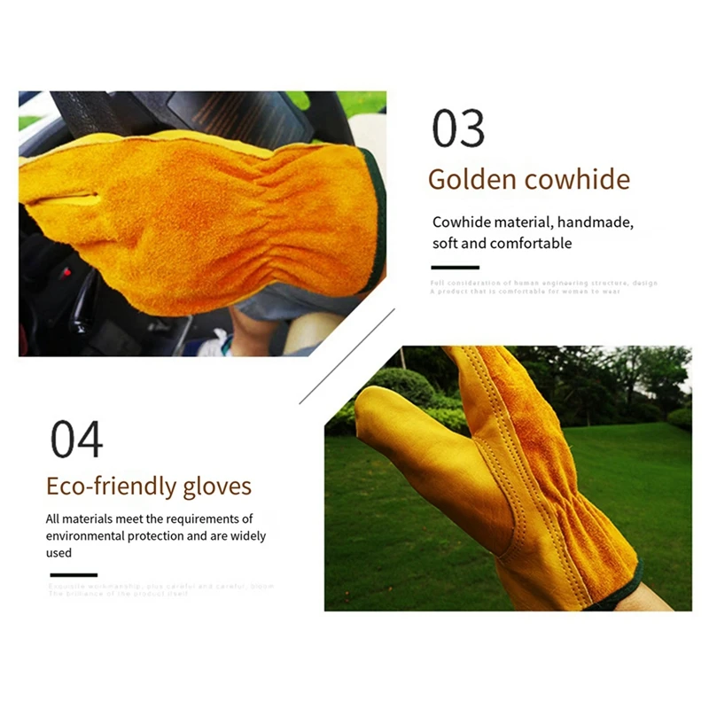 قفازات حماية للعمل قابلة للتنفس مانعة للانزلاق ، قفازات من جلد البقر مقاومة للاهتراء ، قفازات حماية موقع البناء