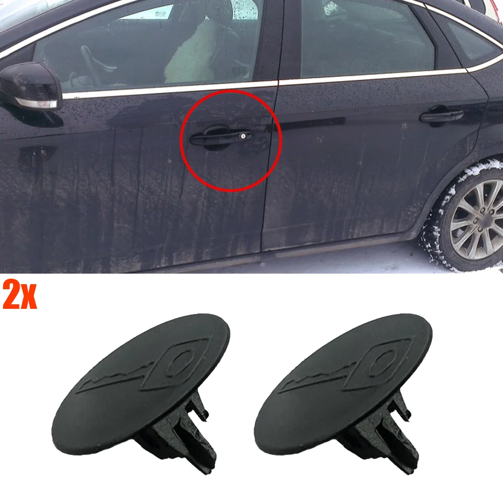 2Pcs For Mercedes-Benz 190 W201 1982 1983 1984 1985 1986 1987 - 1993 Car Door Handle Lock KeyHole Cap Plug﻿ Black New