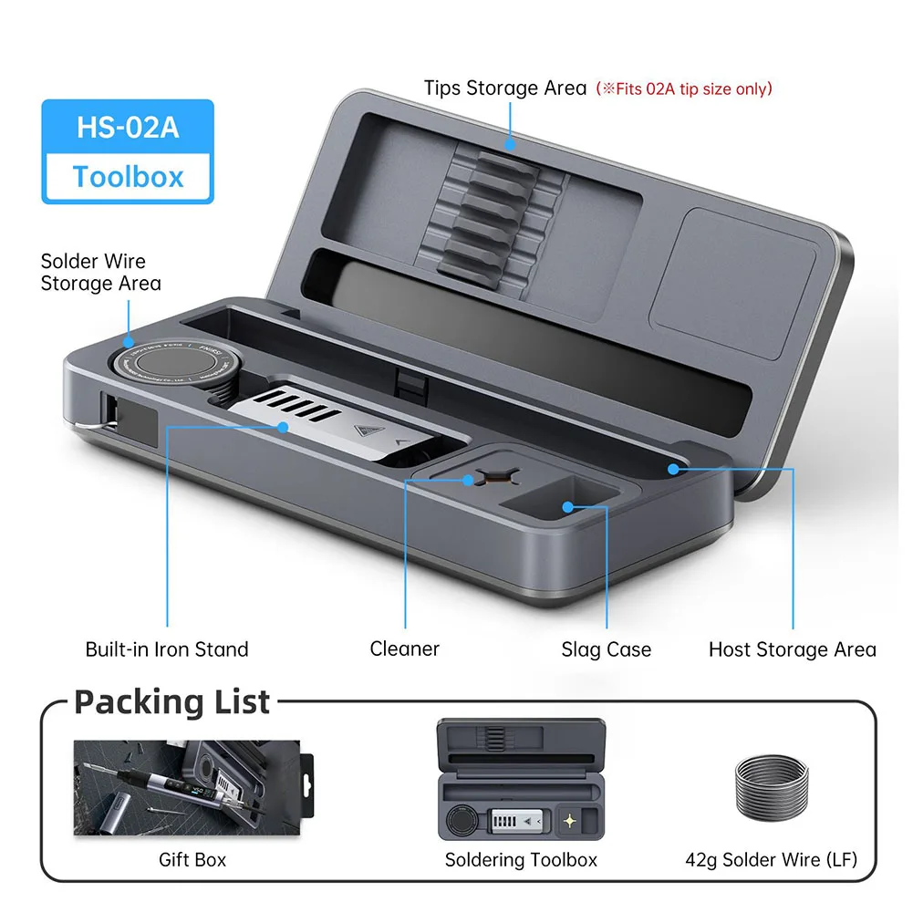 

Smart Soldering Iron HS-02 Mobile Workbench Protable Heat Toolbox Kit 100W Power Adjustable Temperature Quick Heating Repair