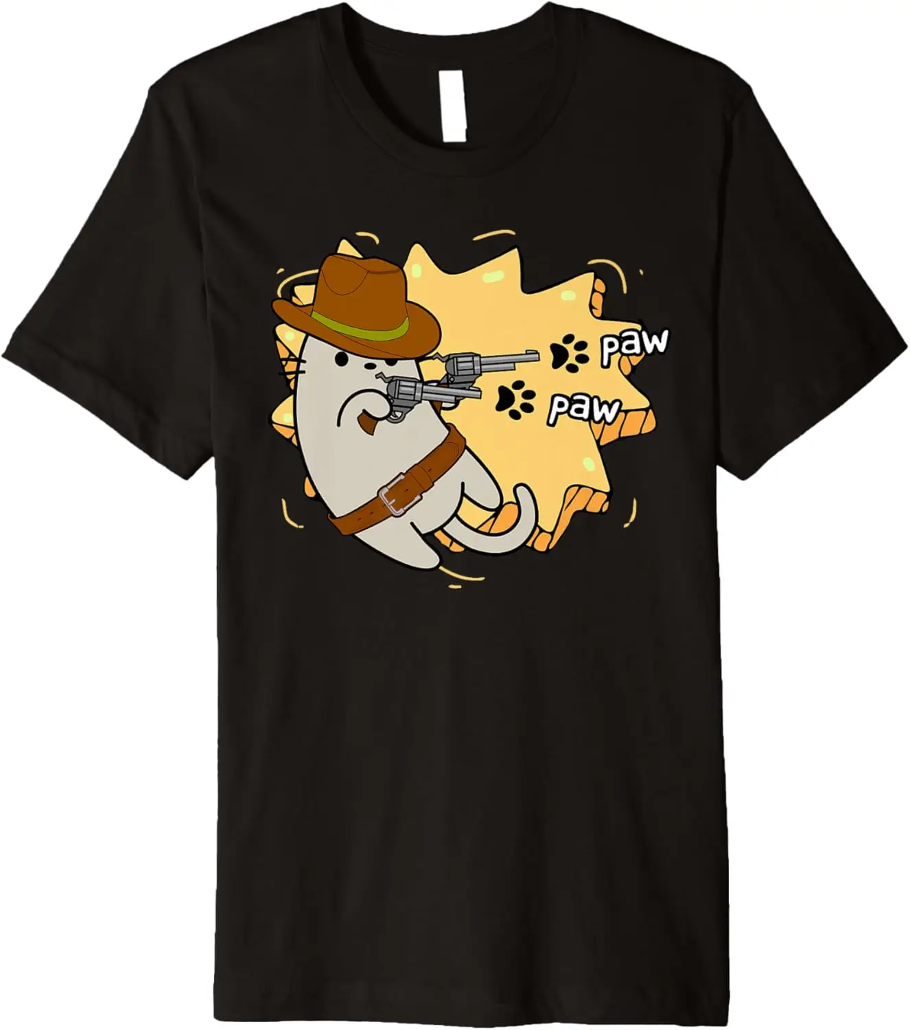 Cat Cowboy with Revolvers Paw Paw Western Premium T-Shirt