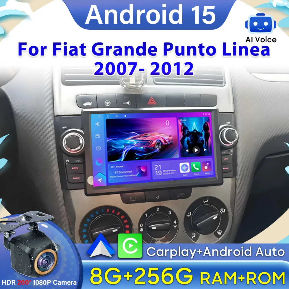 Android Auto For Fiat Grande Punto Linea 2007- 2012 GPS Navigation Carplay Car Radio Video DSP Car Monitor No 2din Autoradio GPS