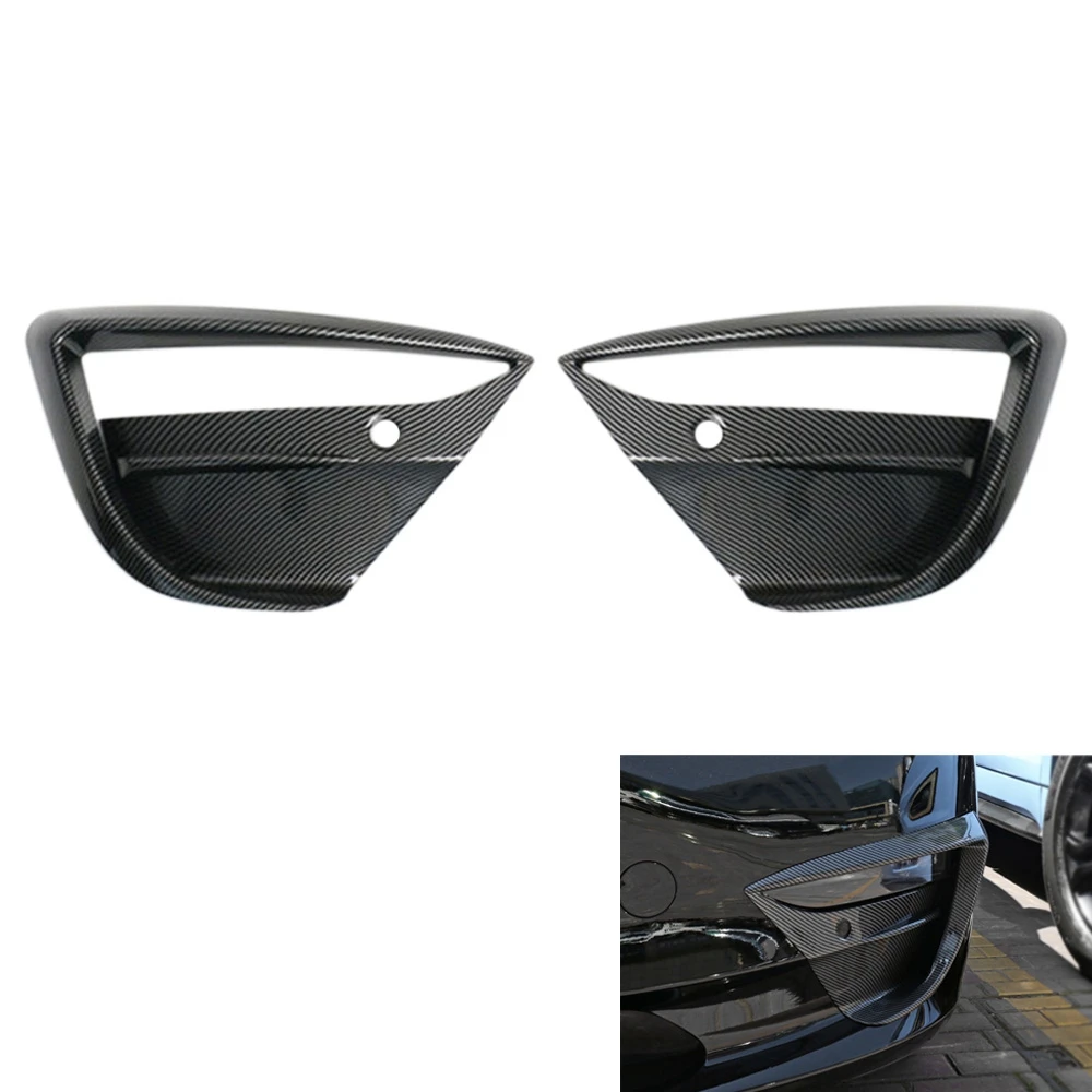 Car Matte Black Front Bumper Fog Light Lower Grille Frame Spoiler Splitter Wind Knife for Tesla Model 3