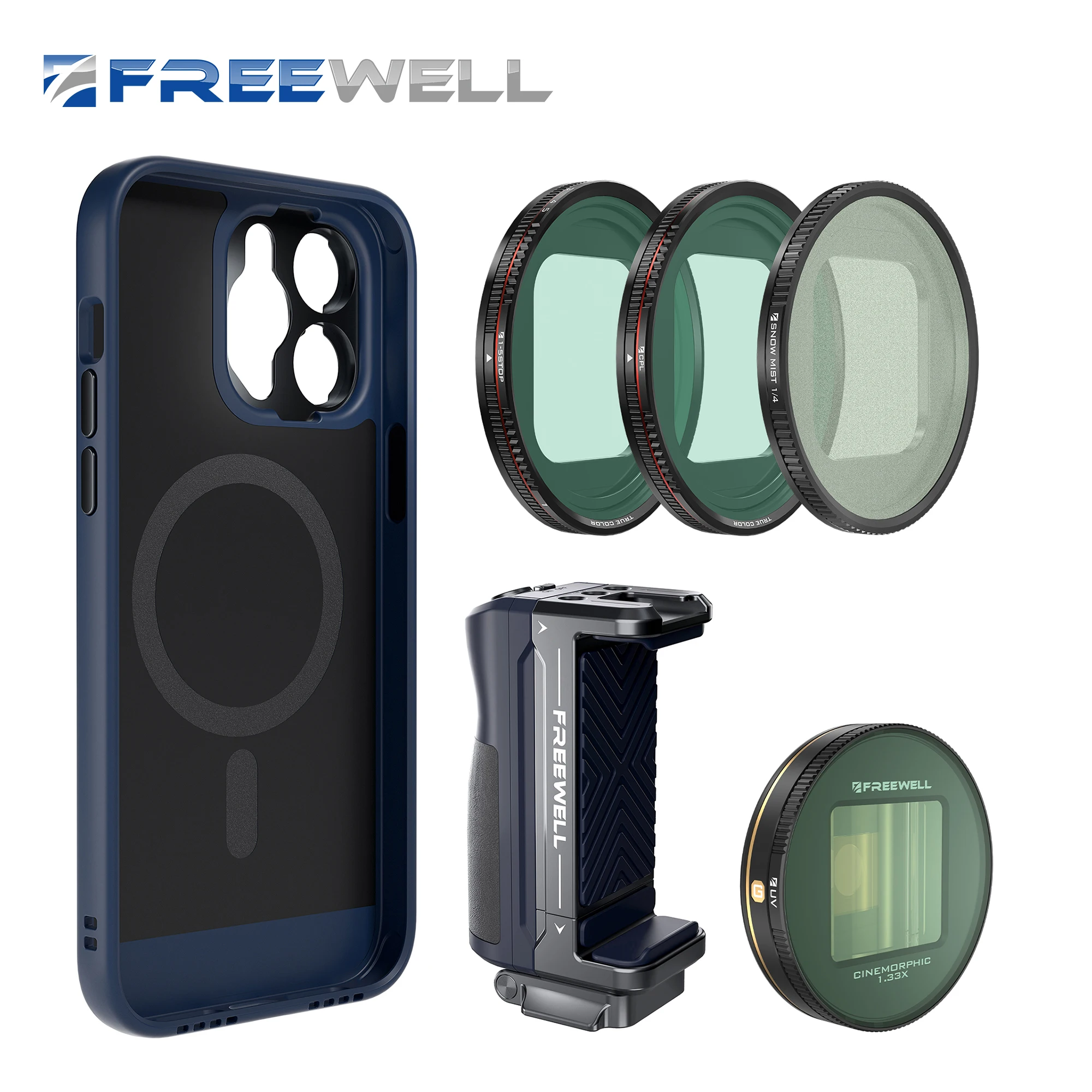 Freewell Gold Mega Kit with 1.33x Gold Anamorphic Lens, VND1-5 & Mist 1/4 l Sherpa Compatible with iPhone 15/14/13 Pro & Pro Max