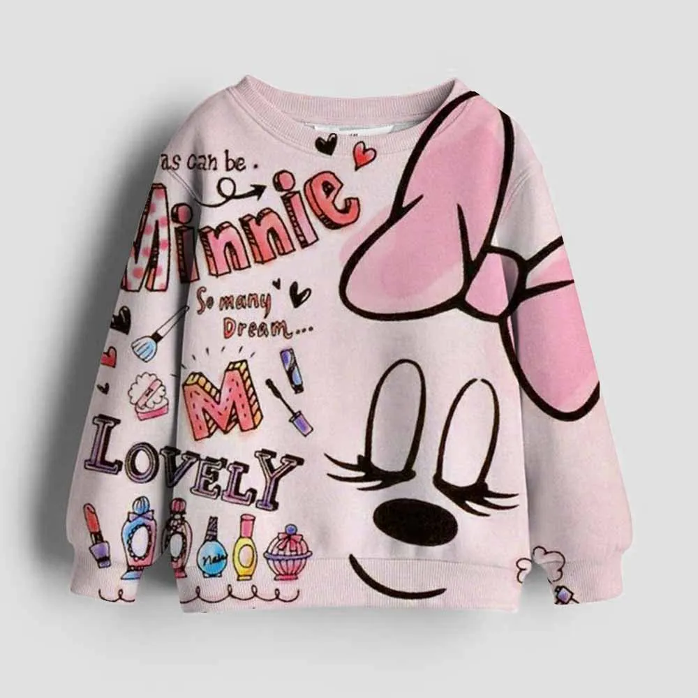 

Cartoon Sportswear for Girls, Spring and Autumn Children's Clothing, Mickey Print Children's Long Sleeved Hoodie, Round Neck Pul