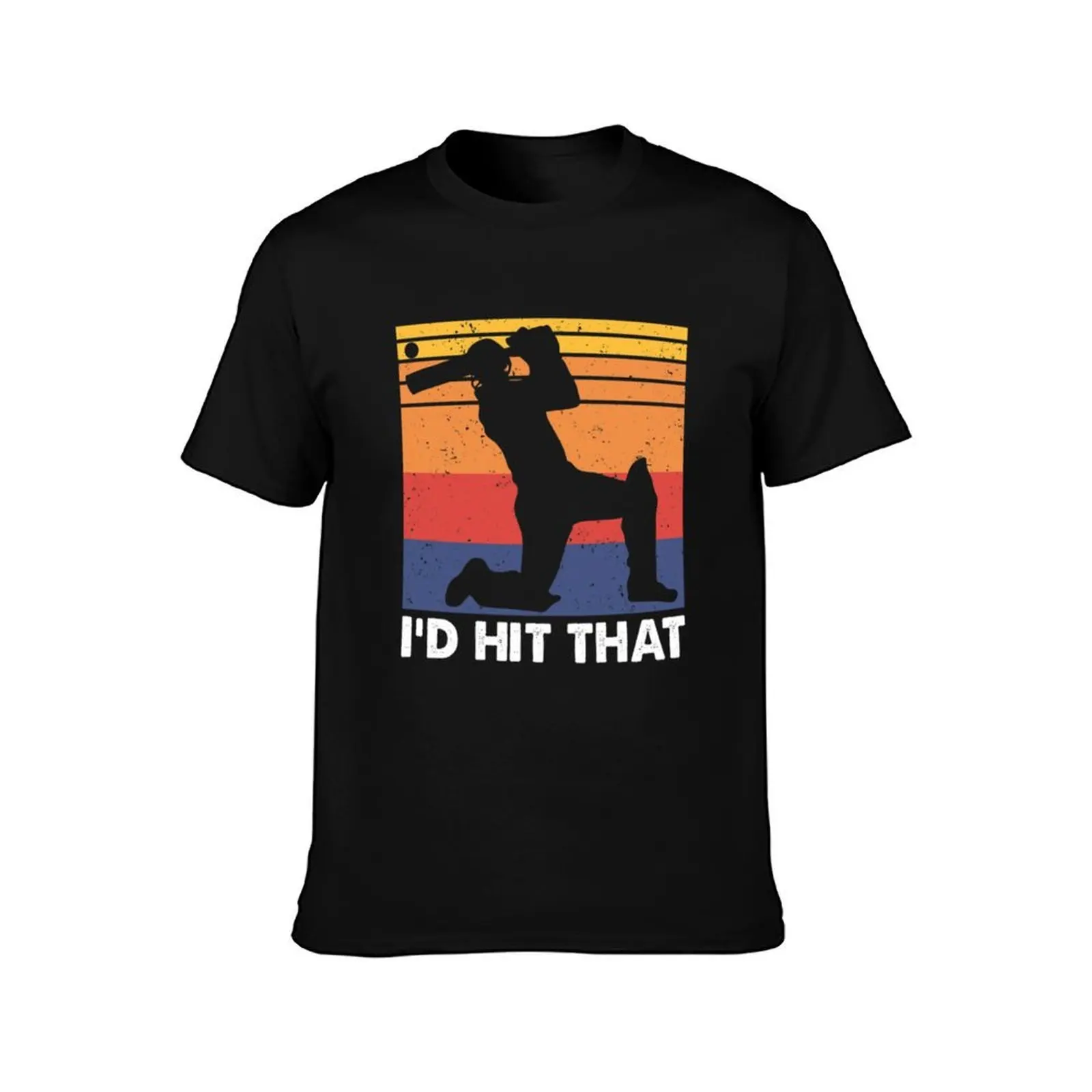 I_d Hit That, Vintage Cricket Player T-Shirt, Summer Casual Cotton Tee, Oversized Streetwear Tops, Vintage Graphic Print