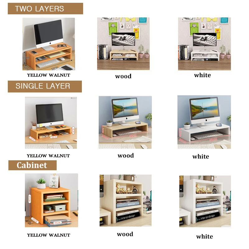Madeira Ergonômico Desktop Storage Rack, Display Aumentar Rack, DIY, Escritório, Fácil Instalação, Laptop Stand