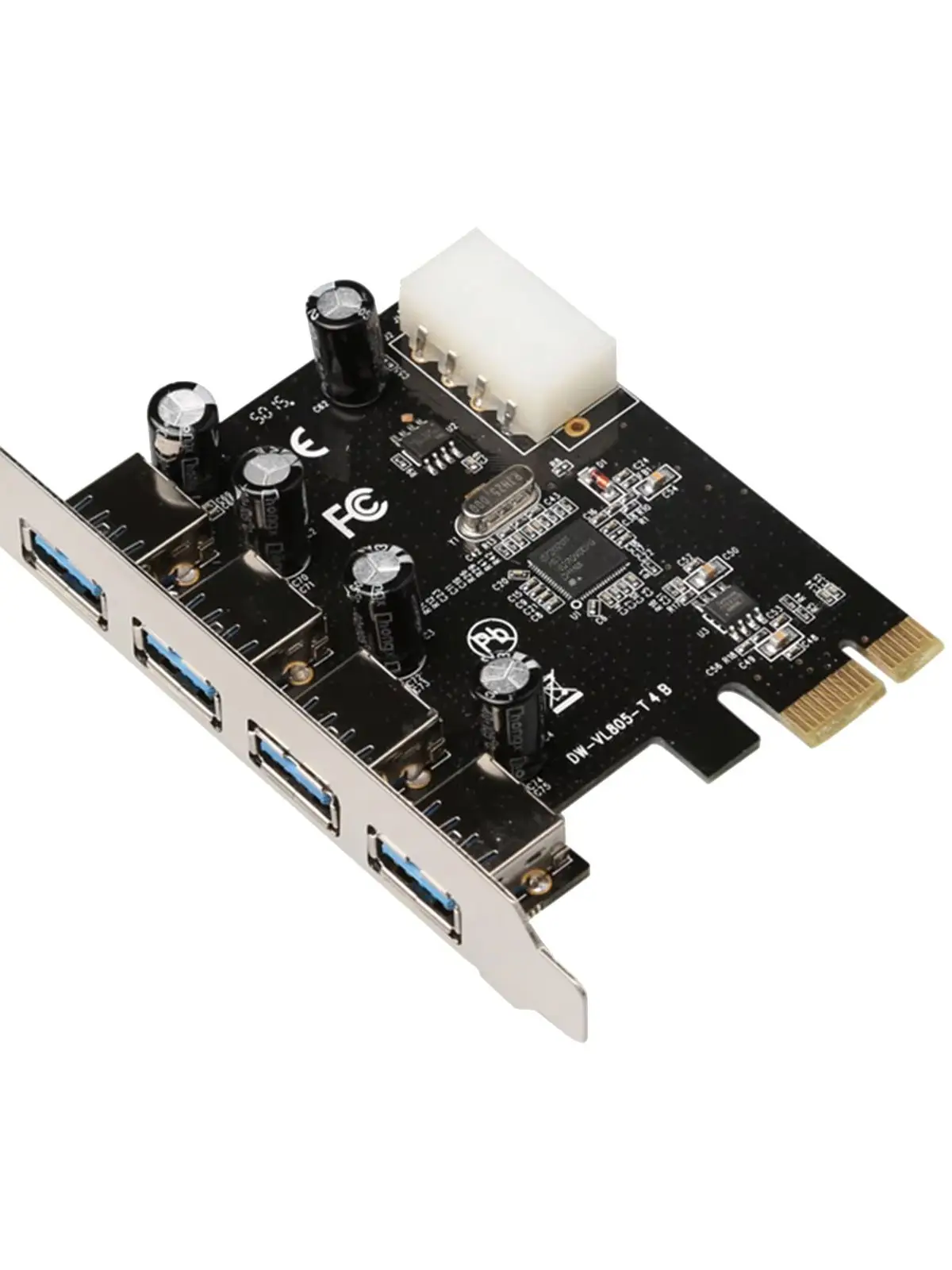Karta rozszerzeń BZIZU PCIe X1 na 4 porty USB 3.0, USB-A Typ A, układ NEC UPD720201, 5 Gbps, zasilanie Molex, kompatybilna z Win 11/10/7 i Linuxiem itp. — zdjęcie produktu 6