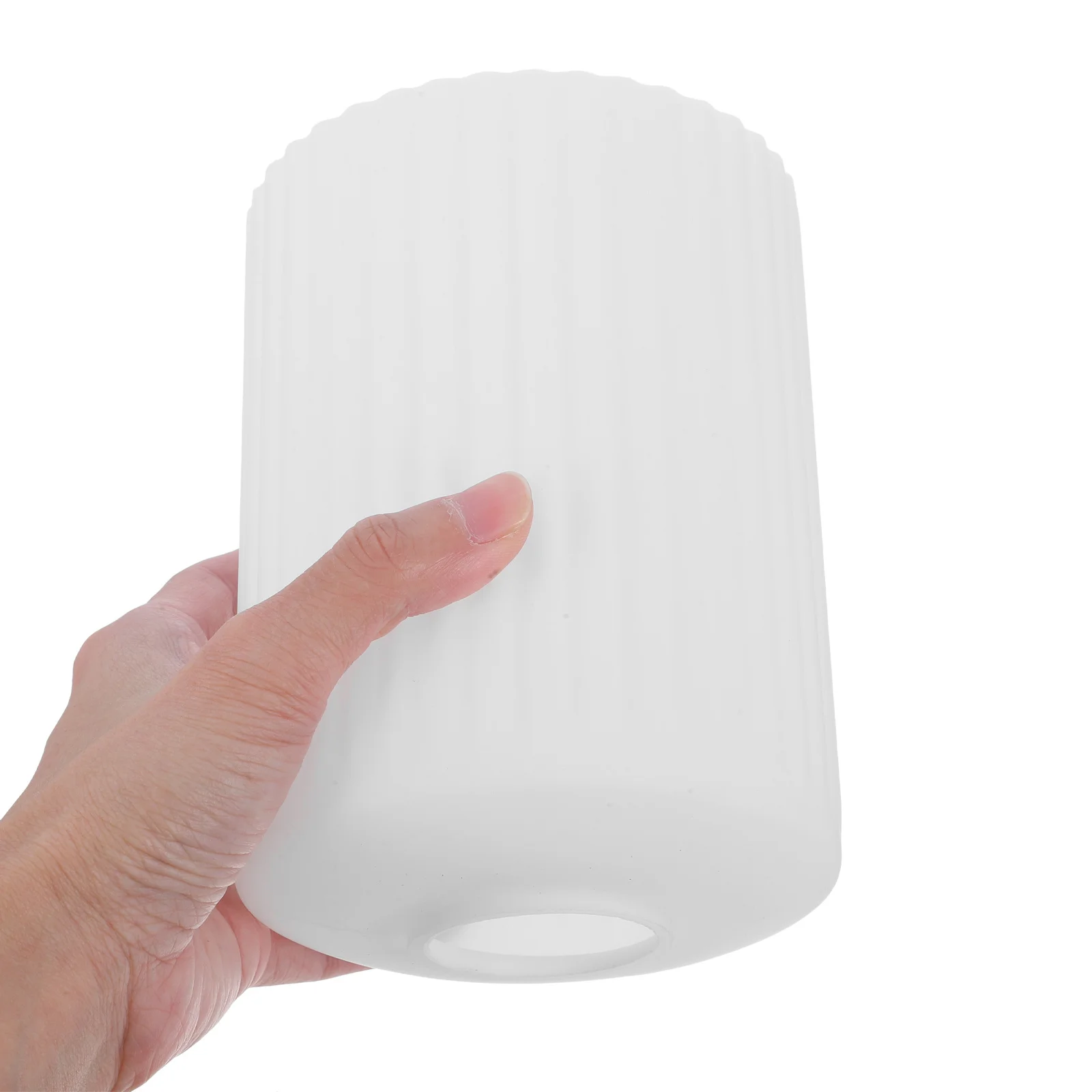 Paralume in vetro cilindrico a strisce bianche latte, copertura morbida della luce diffusa per l'arredamento dell'hotel, dell'ufficio, del soggiorno della camera da letto