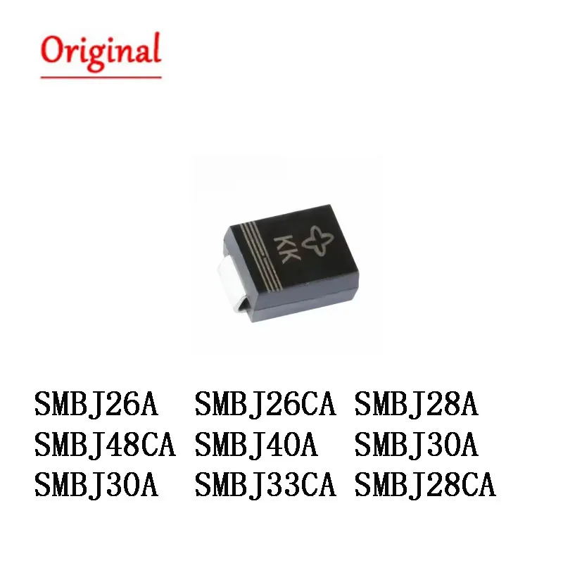 50Pcs SMD TVS Diodes SMBJ26A SMBJ28A SMBJ30CA SMBJ33CA SMBJ36CA SMBJ40CA SMBJ43CA SMBJ45A SMBJ48CA 600W 5V-440V SMB