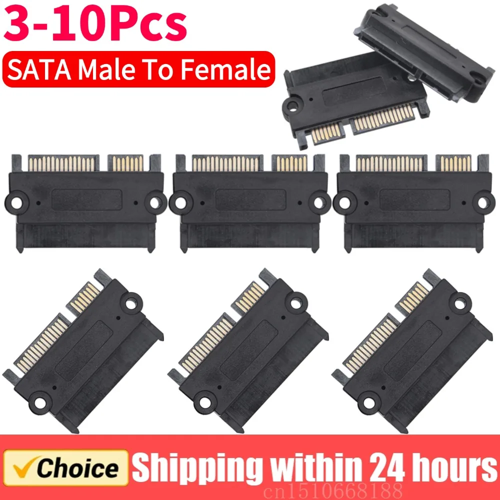 Image of 3-30pc SATA Stecker Auf Buchse Power Daten Konverter 22Pin 7 + 15 Stecker Auf Buchse Konverter Kopf power Daten Adapter SATA Zu SATA Adapter