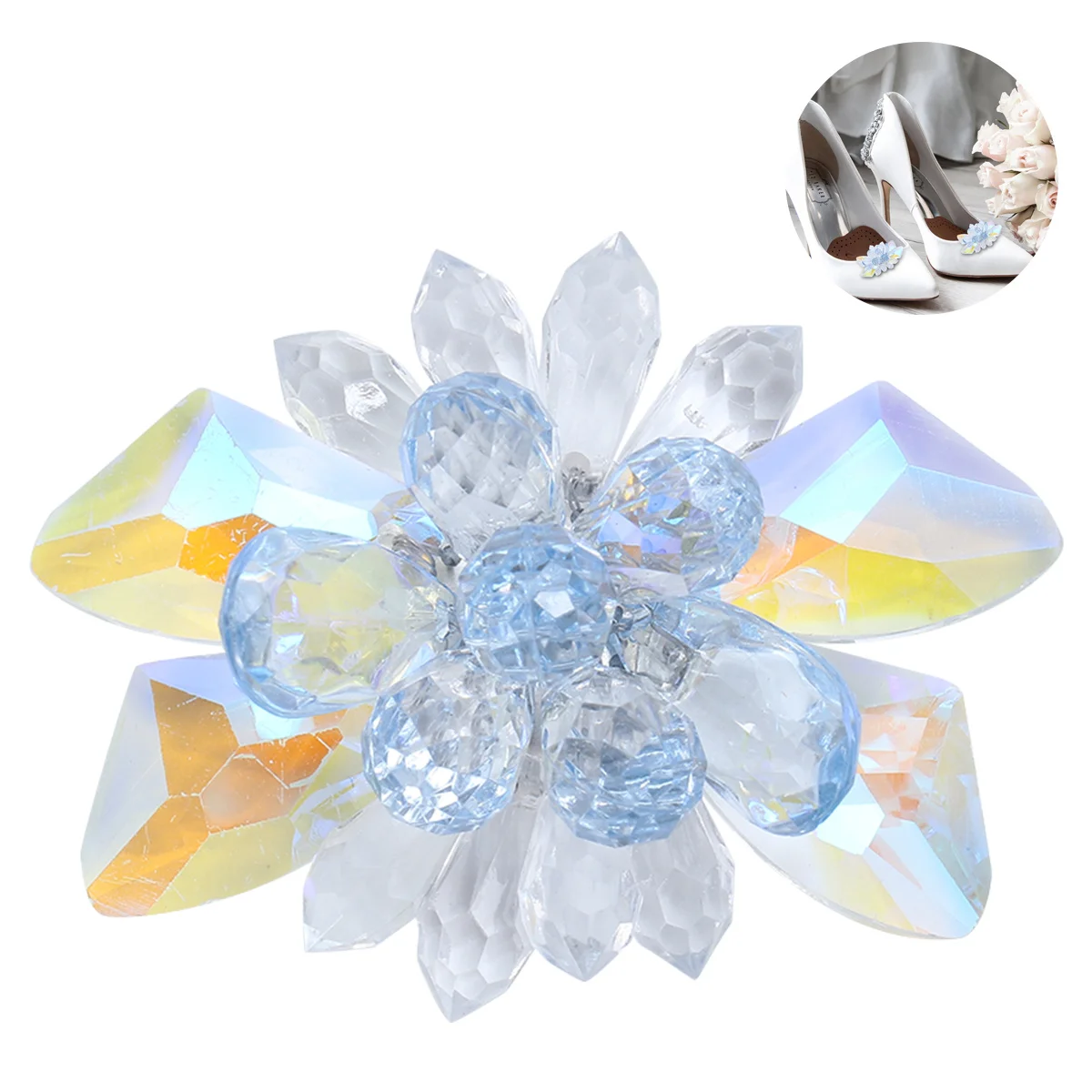 

1Pcs Durable Crystal Glass Shoe Clip Flower Handmade Buckle for Women's Shoes Elegant Wedding Banquet Party Decoration Pink