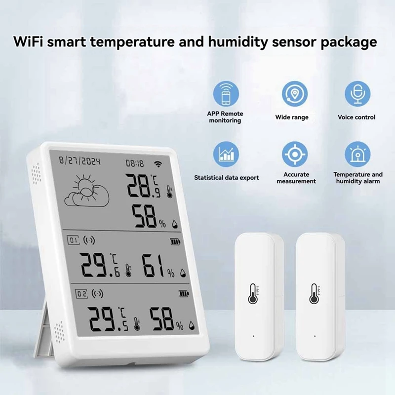 MAKE Wifi-Smart-Température-Humidité-Monitor-Avec-Sensor-APP-Télécommande-Digital-Température-Humidité-Sensor-Contrôle vocal