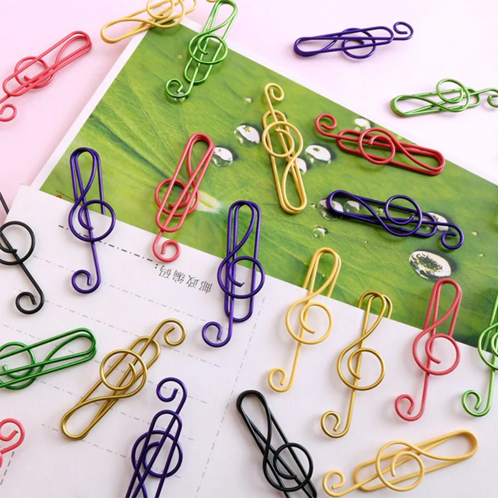 20PCS/Set Music Note Music Shape Paper Clips Durable Stationery Music Note Metal Paper Clips Creative Metal