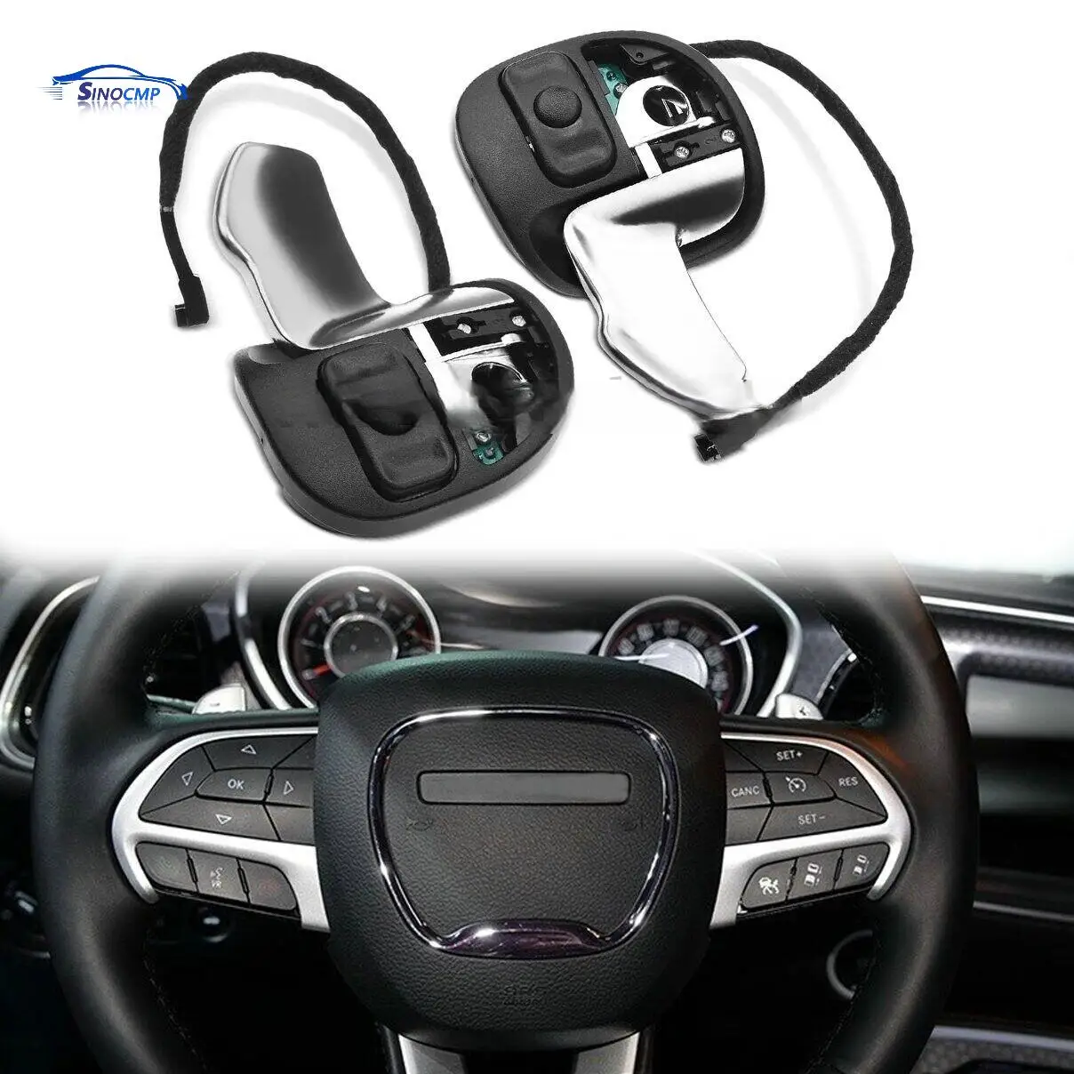 ​1 Pair Hellcat Paddle Shift Shifter Plastic For 2015-2021 Challenger Charger Car Replacements Part 5RQ08DX9AC 5RQ09DX9AC