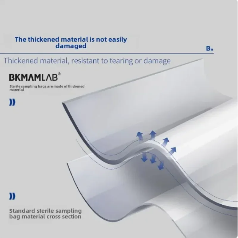 Biological sterile sampling bag, homogeneous bag, disposable, vertical water sample bag with pressure strip