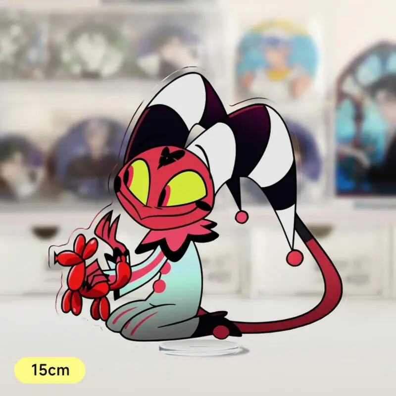 Diy hazbin hotel placas de pé vox alastor casca anjo poeira 15cm ornamento desktop anime coleção ação brinquedo figuras presente