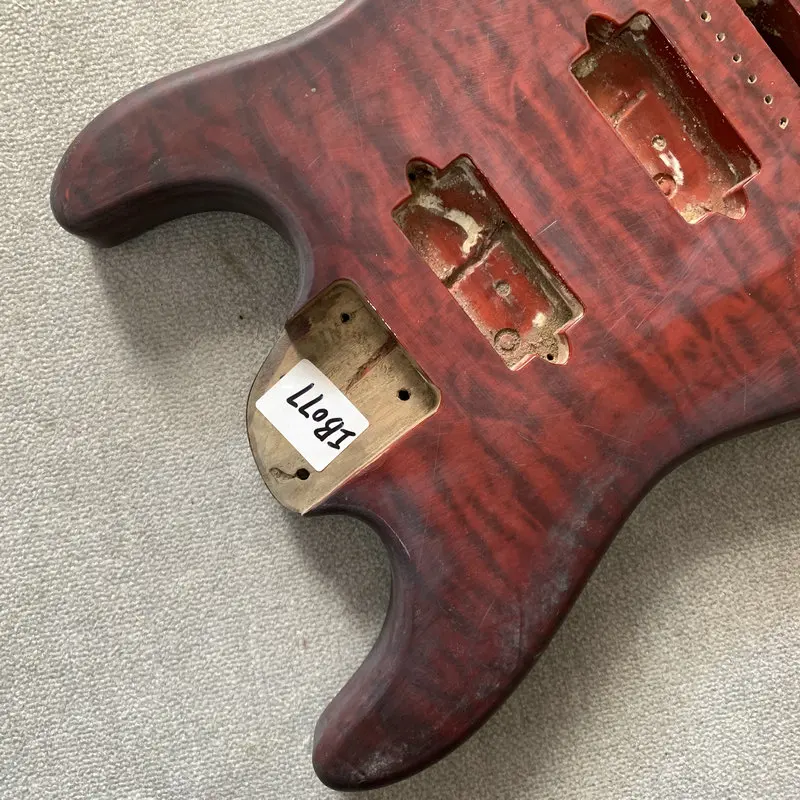 IB077 Red Quilted Maple Top -Soild Basswood 7 Strings ST Electric Guitar Body Tremolo Bridges Right Hand Replace and DIY Part