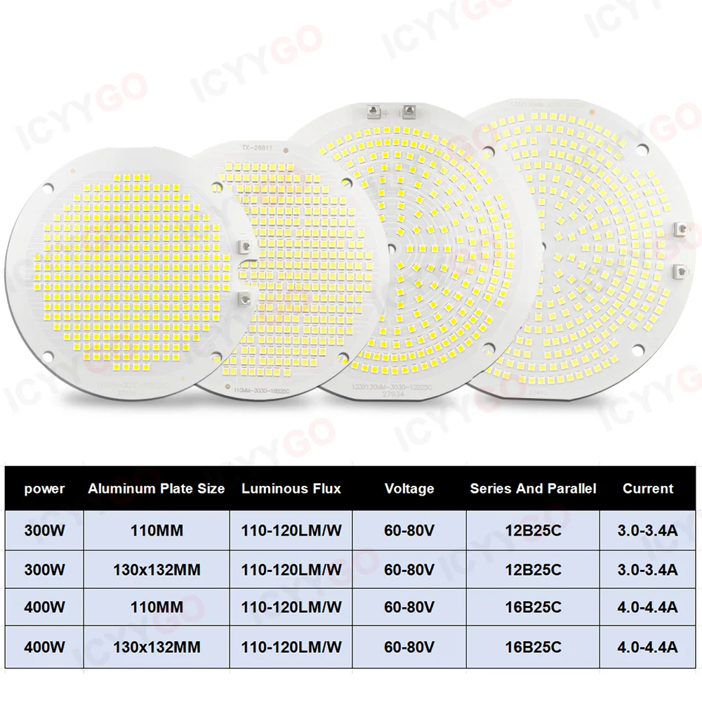 Proiettore a LED 300W 400W Lampada a sospensione a torre architettonica PCB DC60-80V Scheda sostitutiva per luce esterna ad alta baia bianca pura