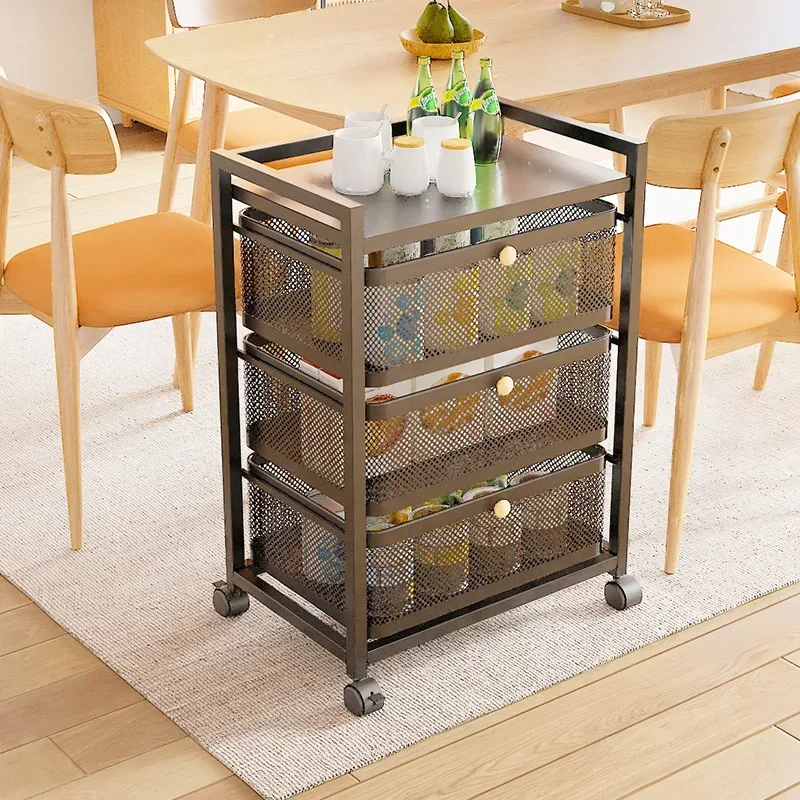 Multi-functional Organizer Cart With Wheels Floor-type Drawer Storage Rack Bathroom Seam Movable Snack Storage Cabinet