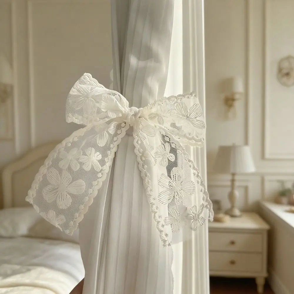 New Lace Bow Knot Curtain Tieback Double Layer Decorative Window Curtain Strap Curtain Buckle Living Room Window