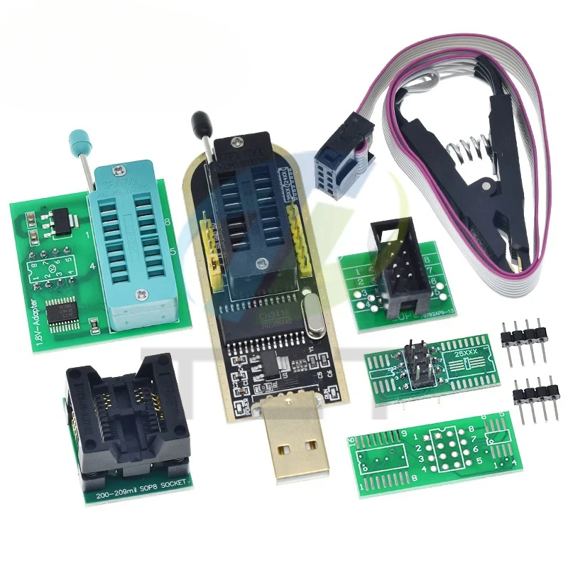 

CH341A CH341B 24 25 Series EEPROM Flash BIOS USB Programmer Module SOIC8 SOP8 Test Clip For EEPROM 93CXX / 25CXX / 24CXX