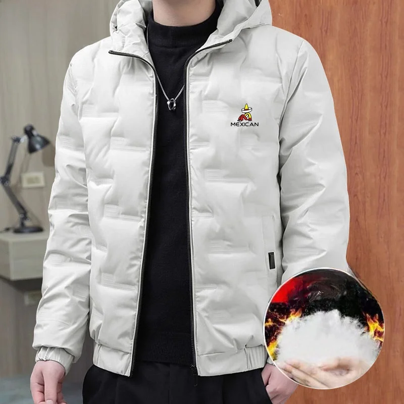 

Men's Casual Lightweight Thiened Winter Jaet Du down Cotton Coat Sli Versatile Warm ort Length Polyester Fiber