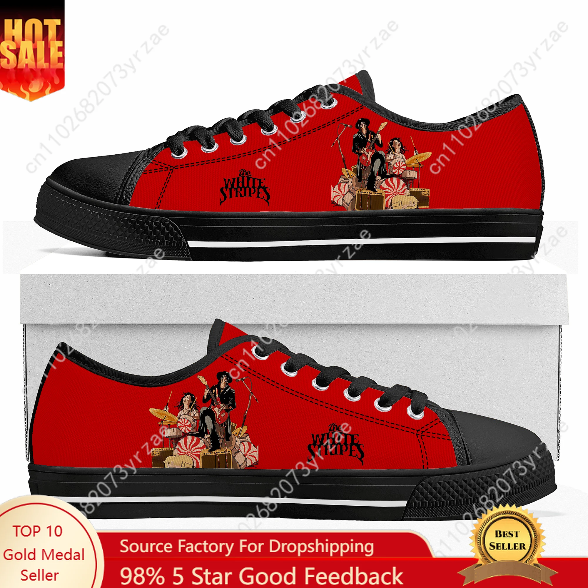 

The White Stripes Low Top High Quality Sneakers Mens Womens Teenager Canvas Sneaker Casual FashionPattern Shoe Customized Shoes