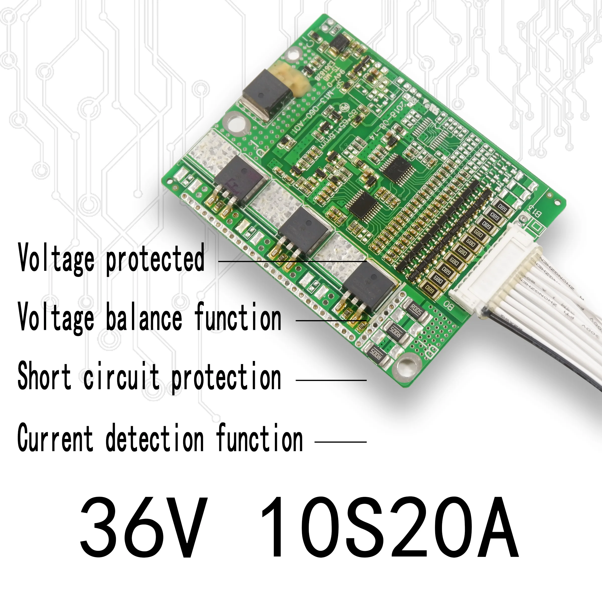 

3.6V/3.7V li-ion cell 10S 36V 20A and 13S 48V 30A BMS, For 36V 20Ah or 48V 30Ah lithium ion battery pack, With balance function