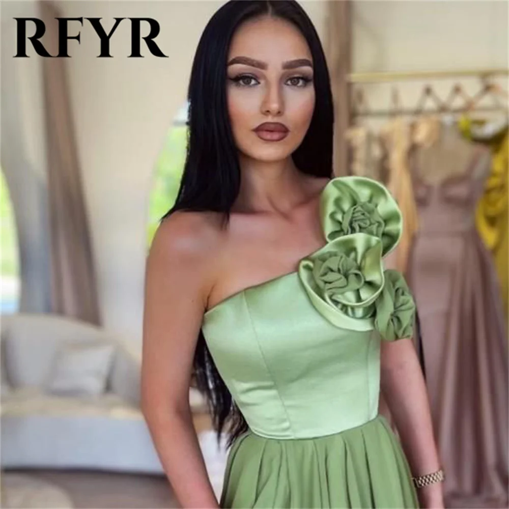 RFYR Mint Green Stain Formal Dresses One Shoulder Party Dress For Wedding Flower Special Occasion Dresses robe soirée Customized