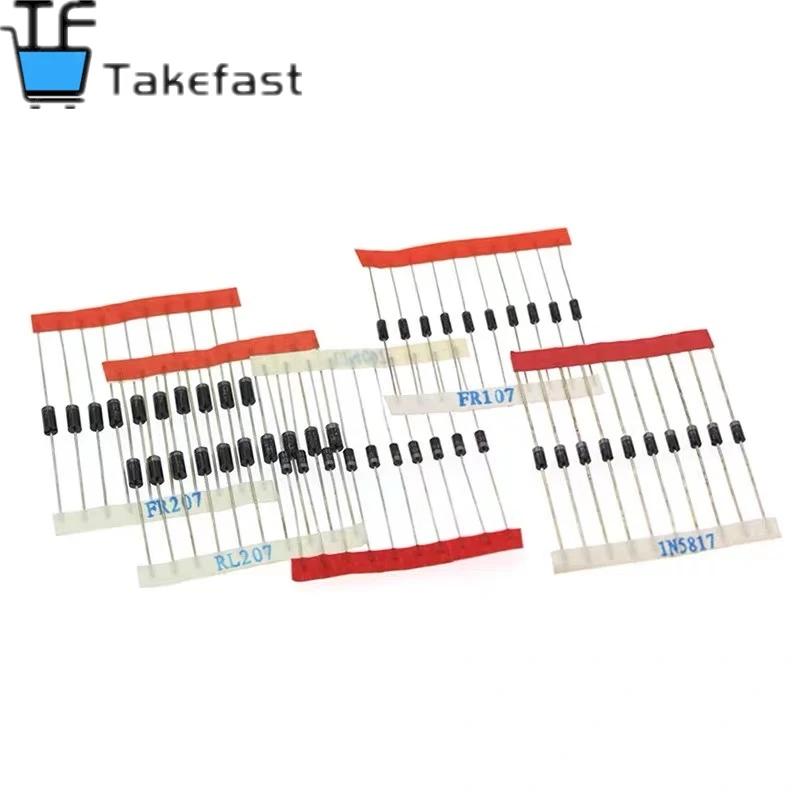 14 Values Fast Switching Schottky Diode Assorted Kit 1N4001 1N4004 1N4007 1N5408 UF4007 FR207 1N5817 1N5819 1N5822 1N4148 RL207