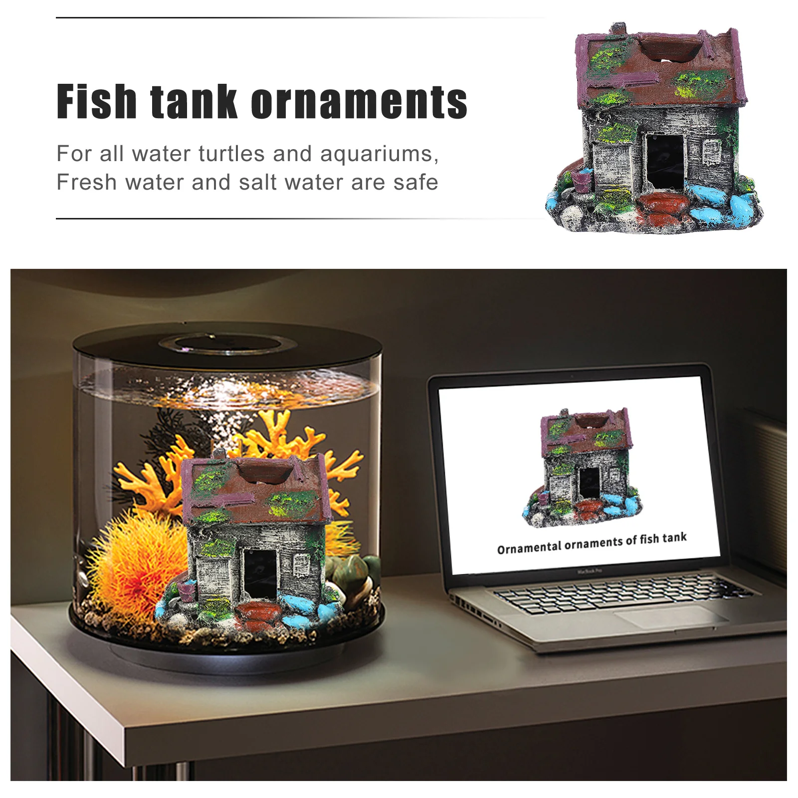 

Aquarium Resin Fish Tank Ornament House Shelter Natural Fish Hiding Cave Decoration Aquarium Ornament Hiding Cave Craft