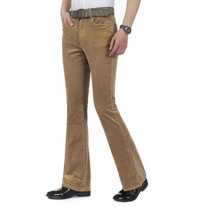 Idopy Men`s Classic Corduroy Bell Bottom Flares Jeans Stretchy 60s 70s Bootcut Pants Trousers