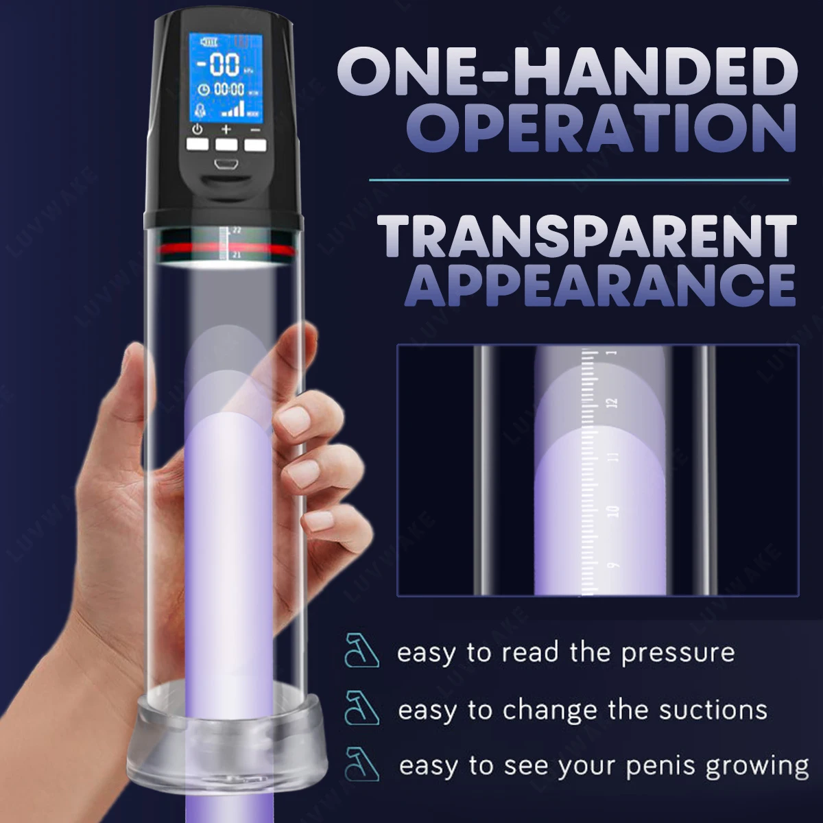 Electric Penis Enlarge Vacuum Pump 4 Suction Intensities Automatic High-Vacuum Penis Enlargement Extend Pump Air Pressure Device