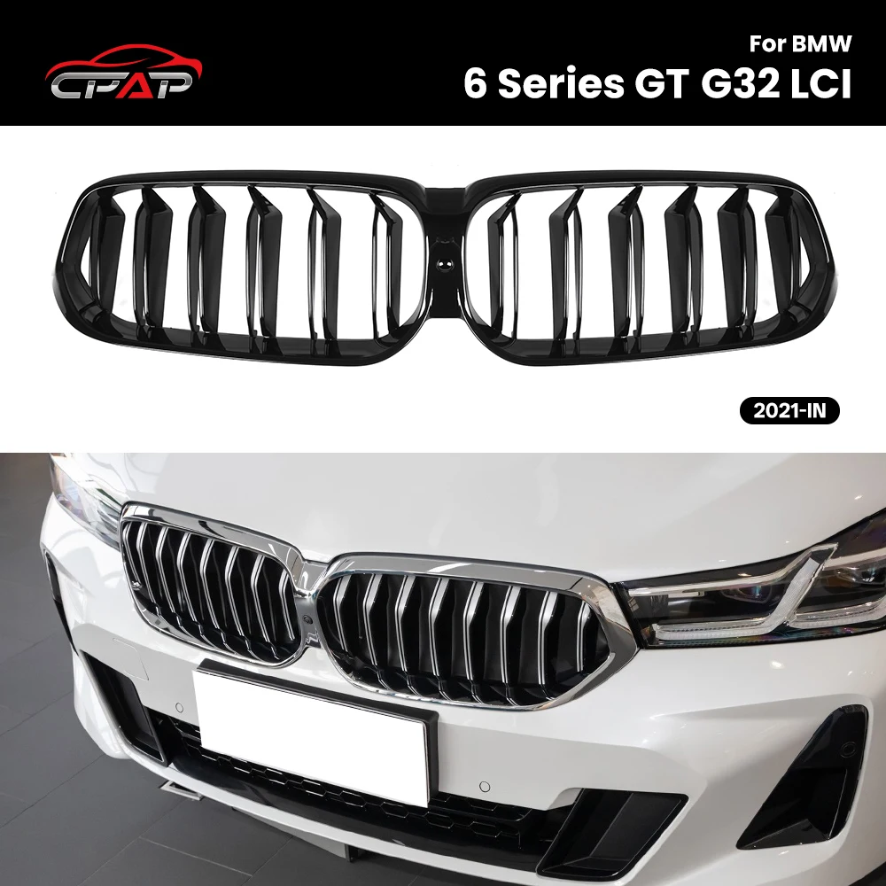 

Front Bumper Kidney Grille Air Vent Hood Grille Replacement For BMW 6 Series GT G32 LCI 2021-IN Double Slat Front Grills